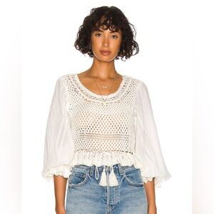 NWT Free People Megan Crochet Top In Ivory